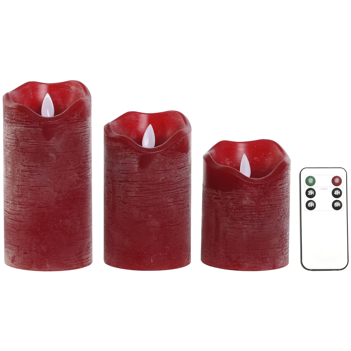 Vela LED Home ESPRIT Rojo 26,5 x 8 x 17 cm (3 Piezas)