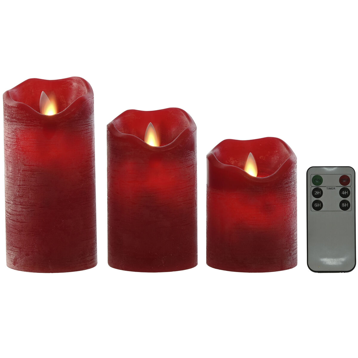 Vela LED Home ESPRIT Rojo 26,5 x 8 x 17 cm (3 Piezas)