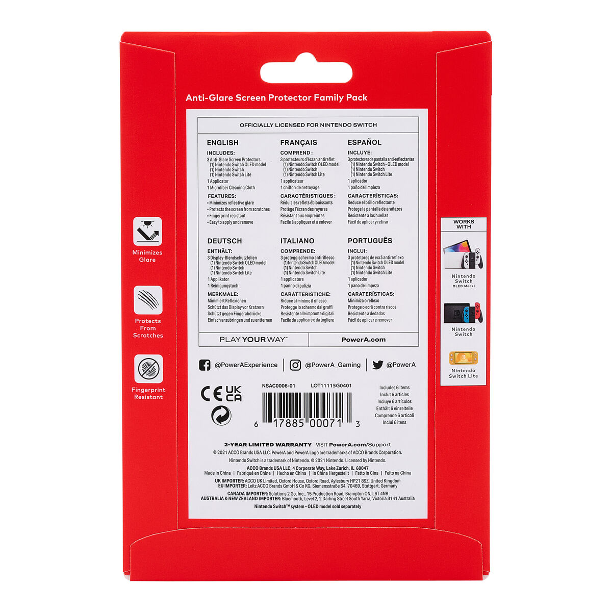 Protector de Pantalla para Nintendo Switch Powera NSAC0006-02