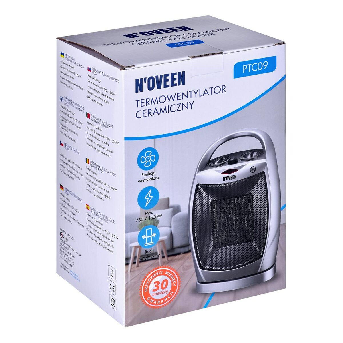 Termoventilador Portátil N'oveen PTC09 Blanco 1500 W