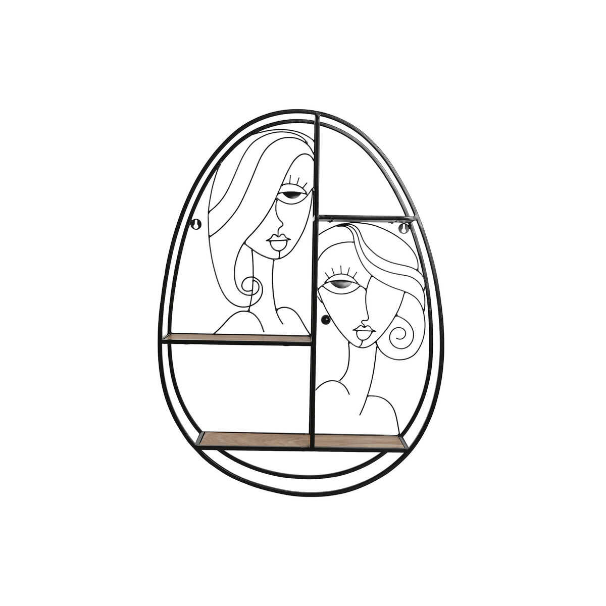 Estantería Home ESPRIT Negro Natural Metal Madera MDF 53 x 12,2 x 72 cm De pared