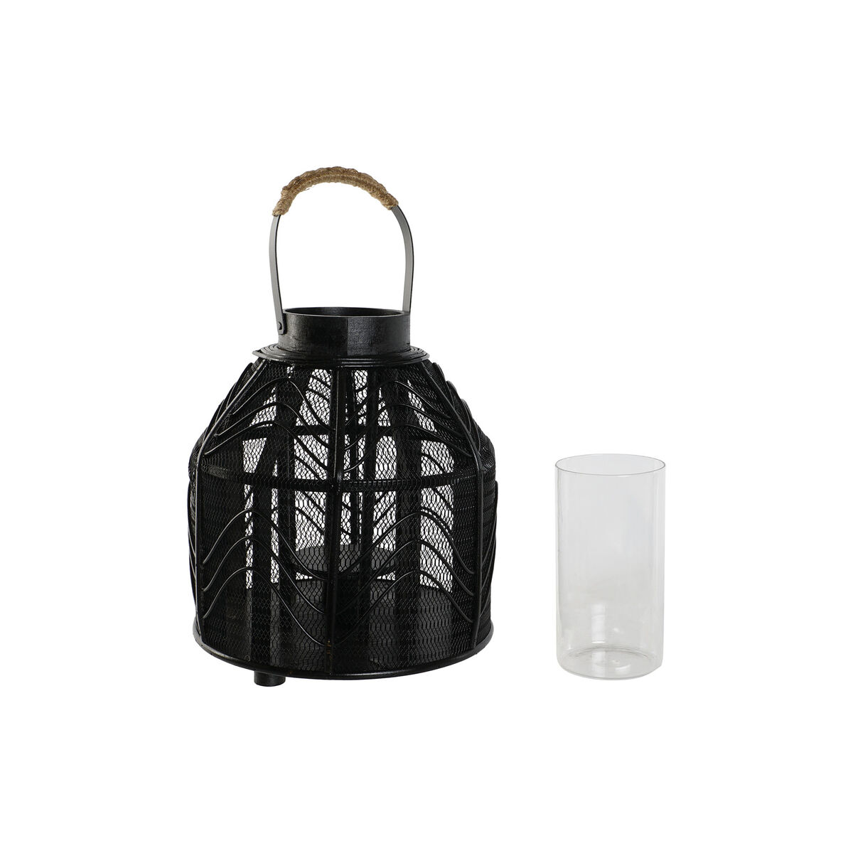 Portavelas Home ESPRIT Negro Metal 26,5 x 26,5 x 28 cm