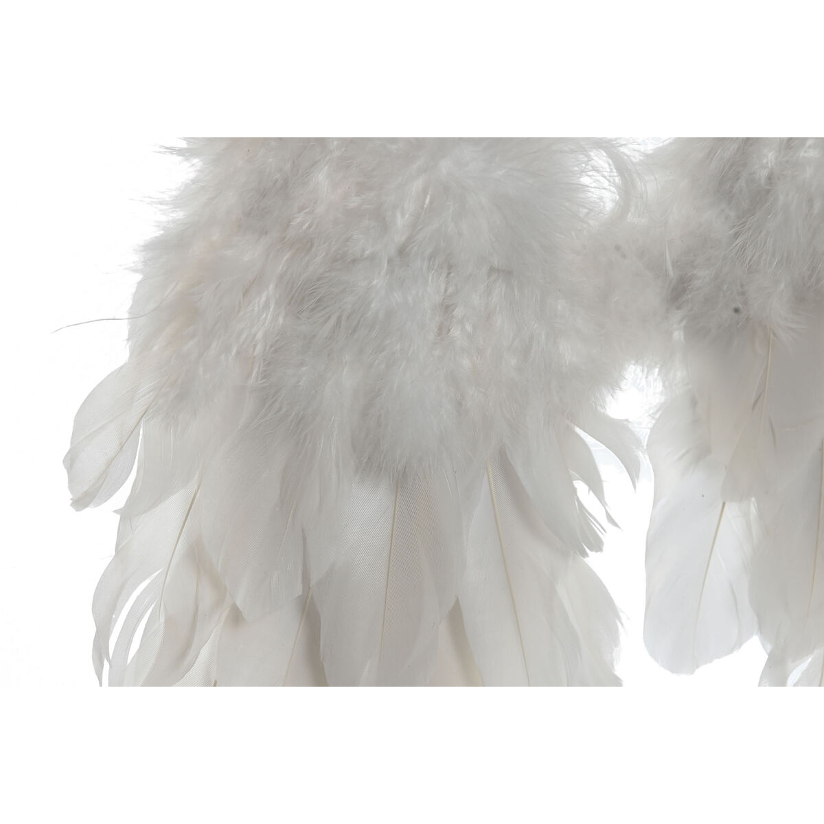 Decoración Colgante Home ESPRIT Blanco Dorado Pluma 28 x 4 x 33 cm (2 Unidades)