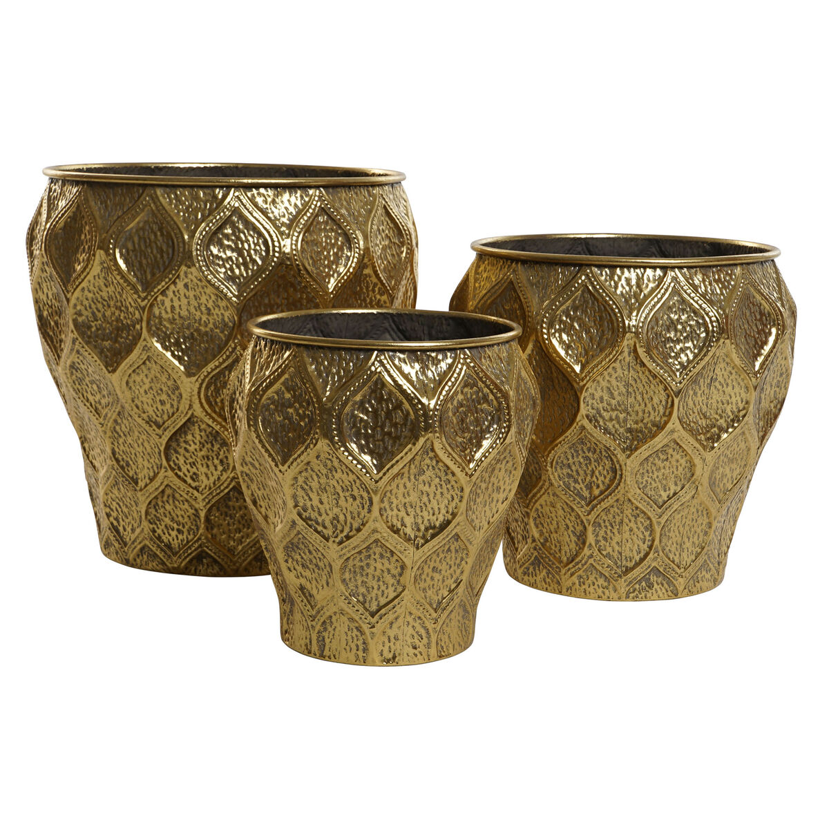 Set de Maceteros Home ESPRIT Dorado Metal Moderno 41 x 41 x 41,5 cm (3 Piezas)