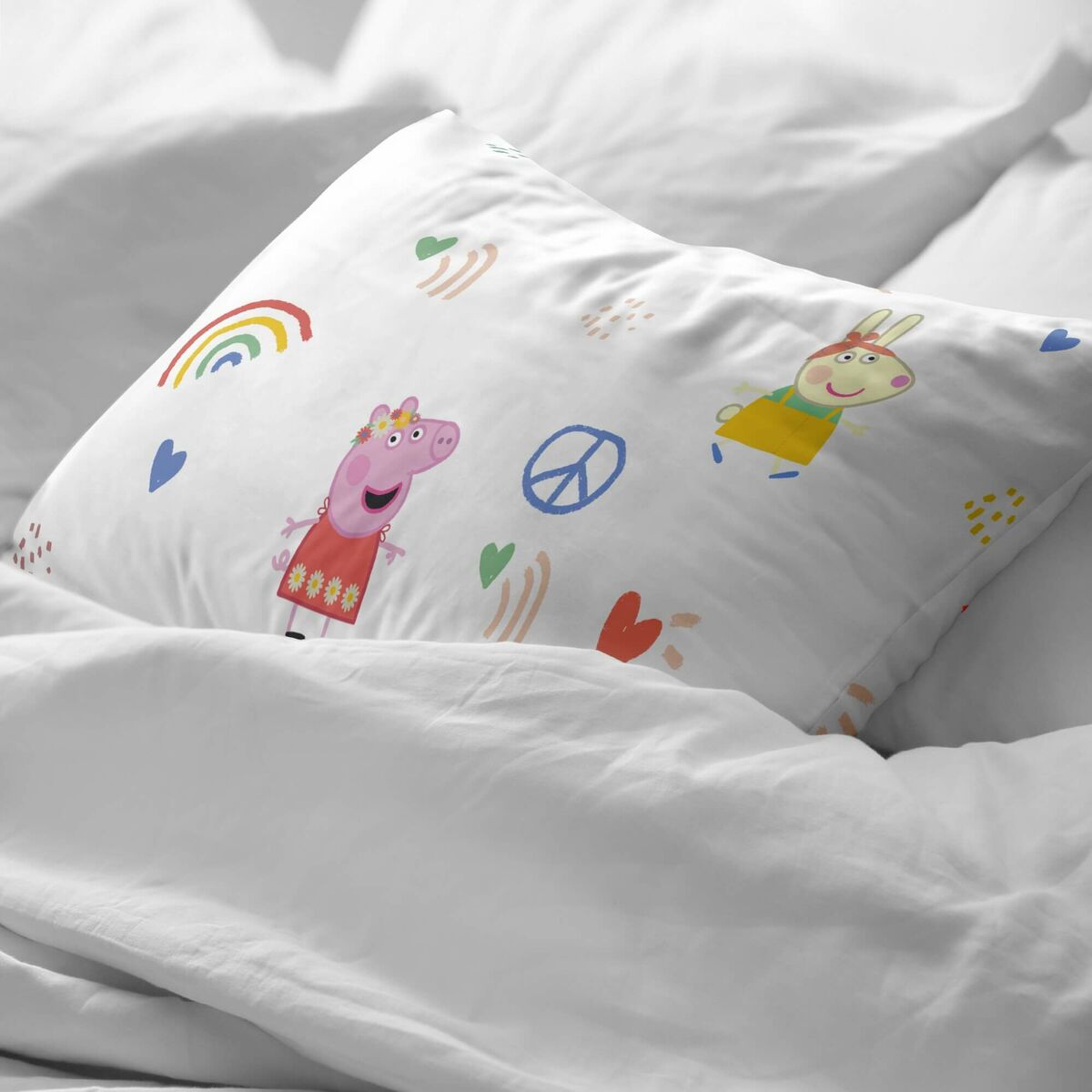 Funda de almohada Peppa Pig Peace Multicolor 40x60cm