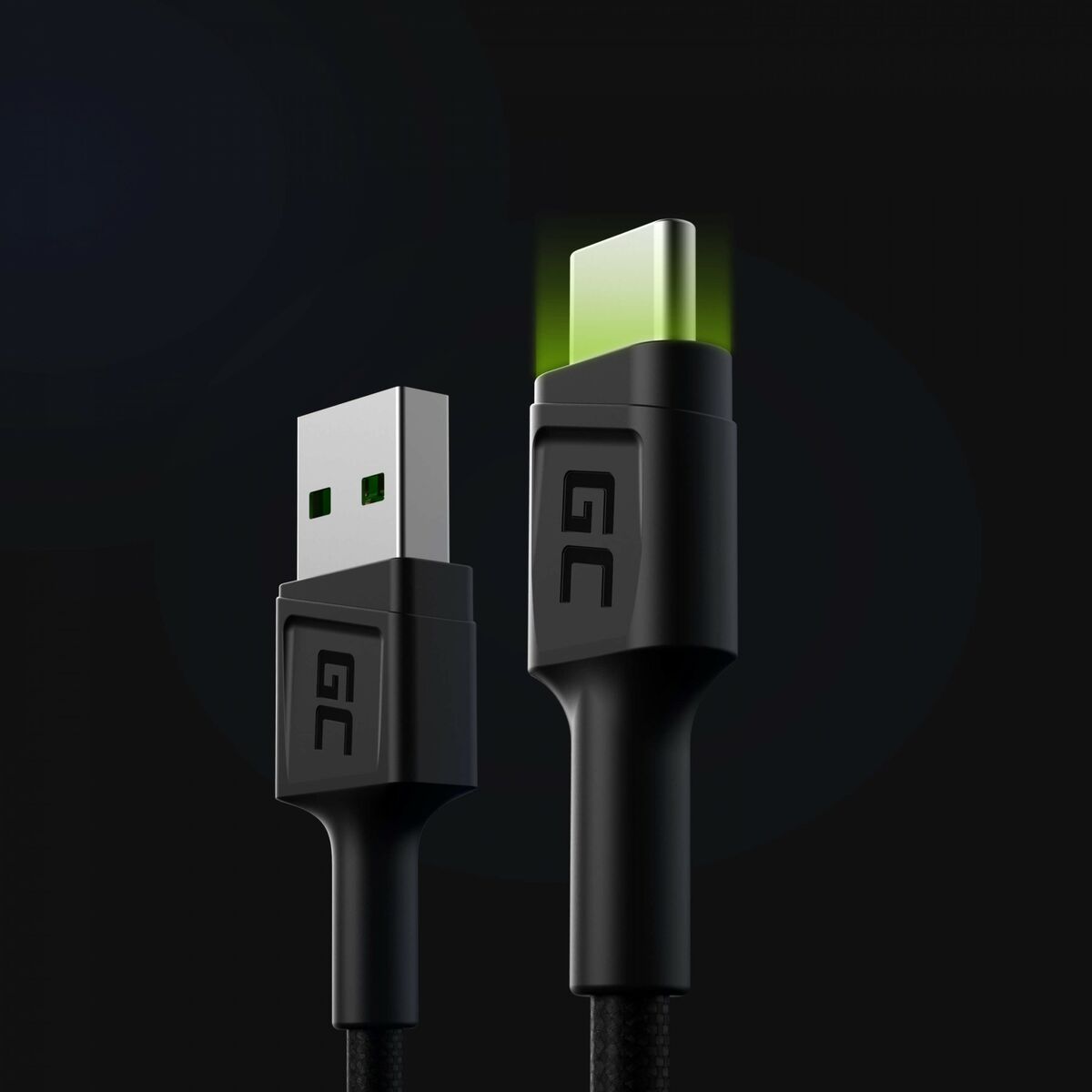 Cable USB Green Cell KABGC06 Negro Verde 1,2 m