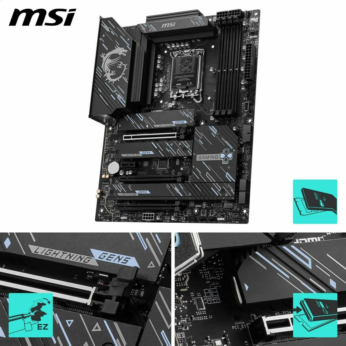 Placa Base MSI Z890 GAMING PLUS WIFI Negro