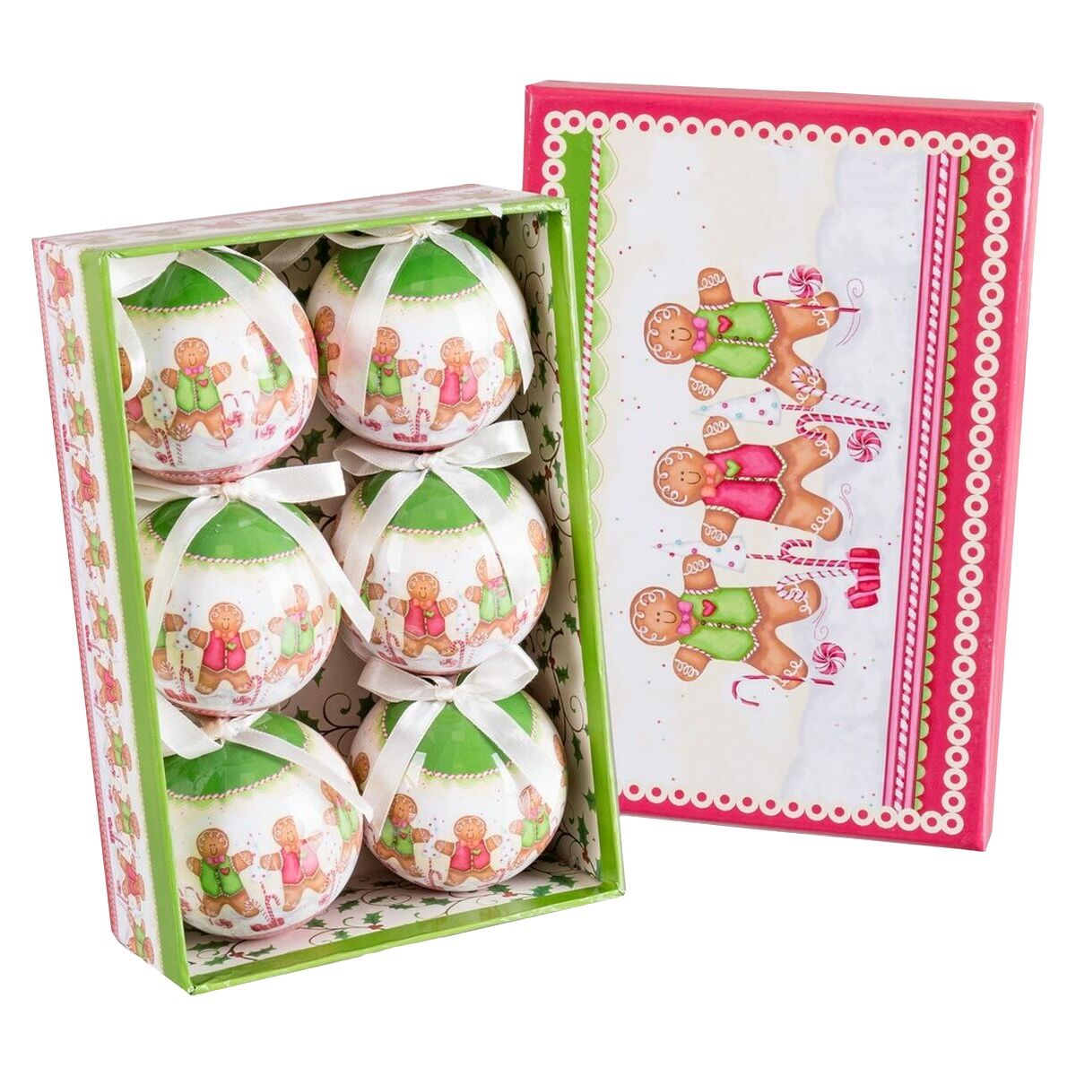 Bolas de Navidad Multicolor Polyfoam Ø 7,5 cm Muñeco Jengibre (6 Unidades)