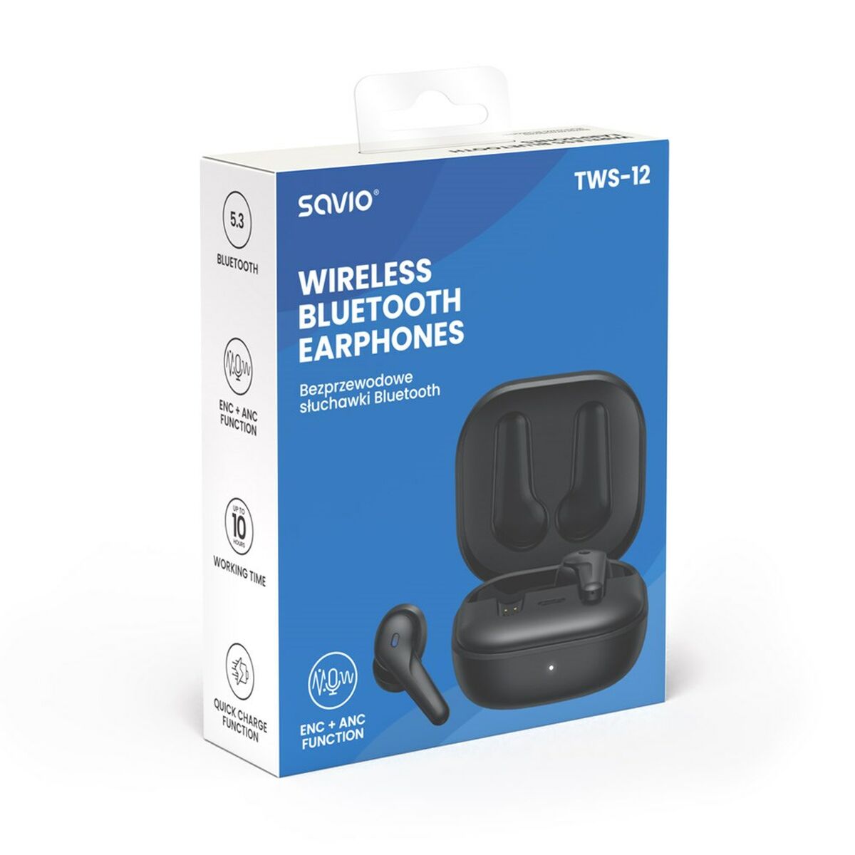 Auriculares in Ear Bluetooth Savio TWS-12 Negro