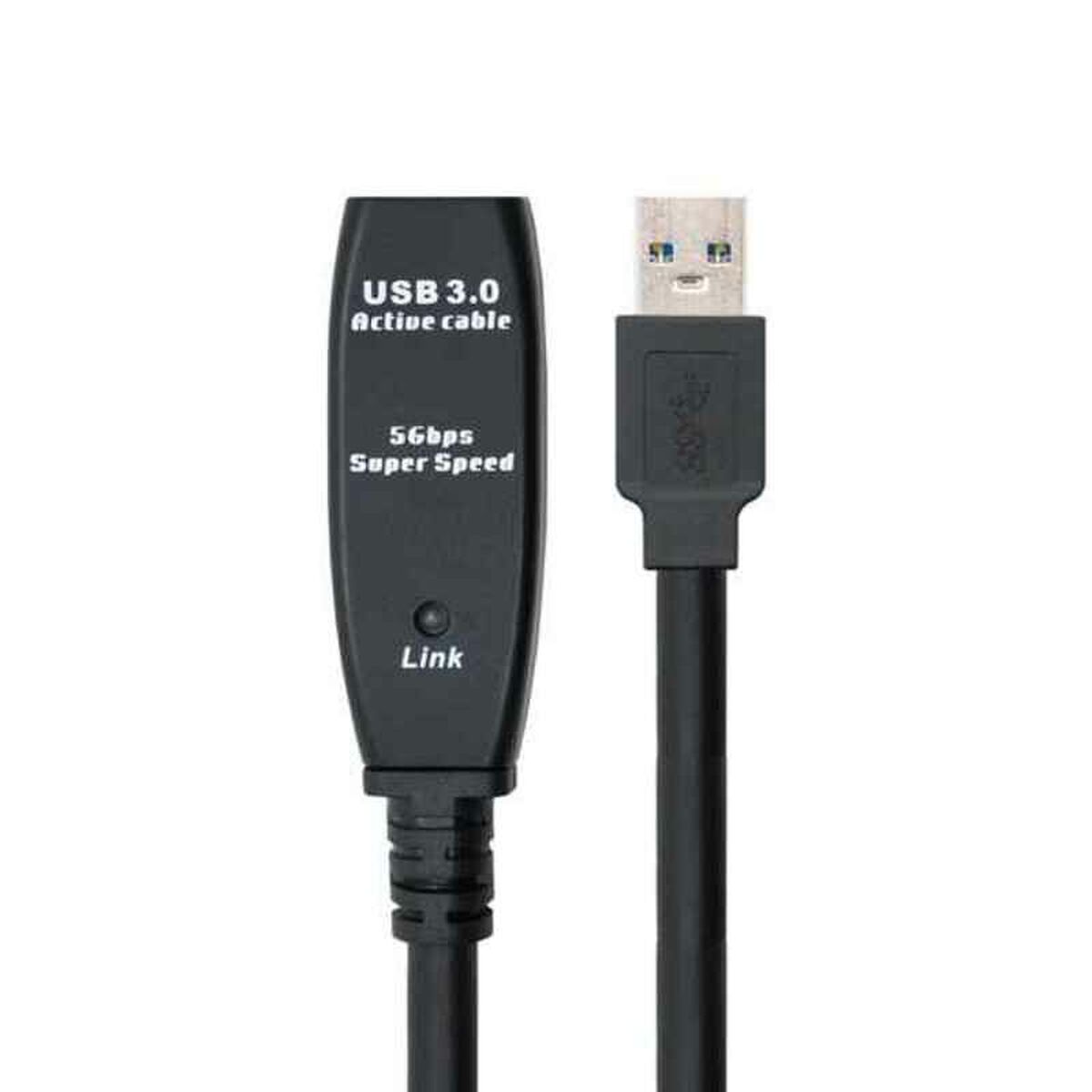 Cable Alargador USB NANOCABLE 10.01.0313 Negro 15 m 5 Gbps