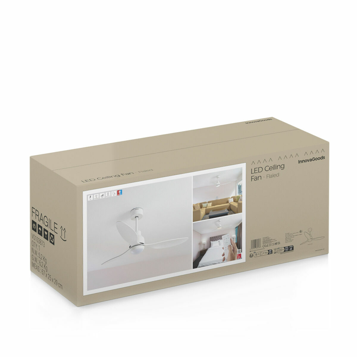 Ventilador de Techo con Luz Flaled InnovaGoods Blanco 36 W 52" Ø132 cm (Reacondicionado A)