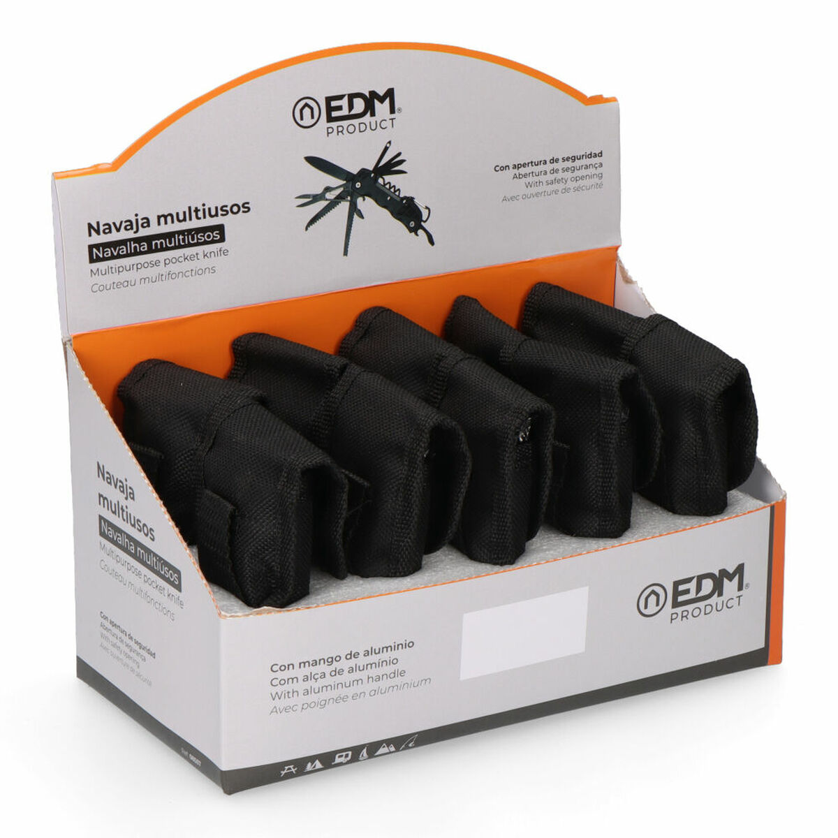 Navaja multiusos EDM 08557 K2 Plateado Mosquetón