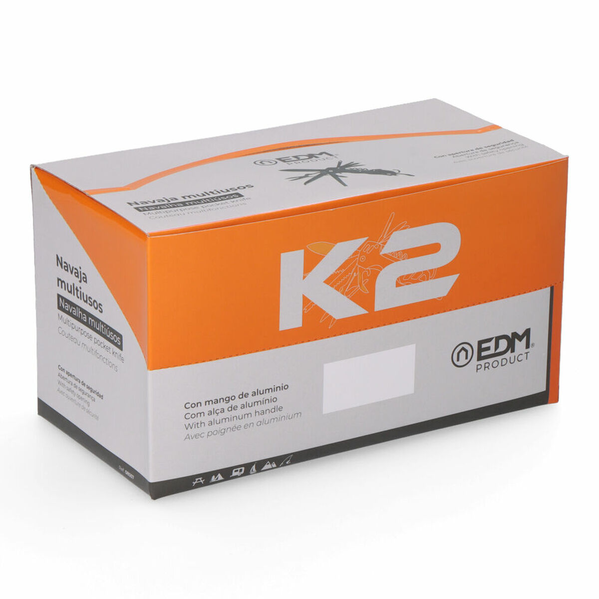 Navaja multiusos EDM 08557 K2 Plateado Mosquetón