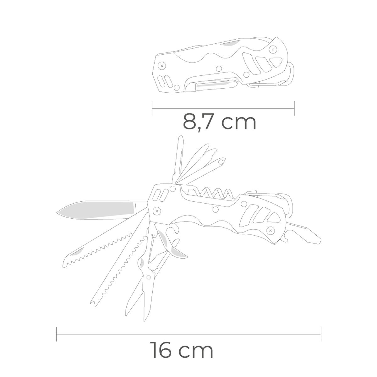 Navaja multiusos EDM 08557 K2 Plateado Mosquetón