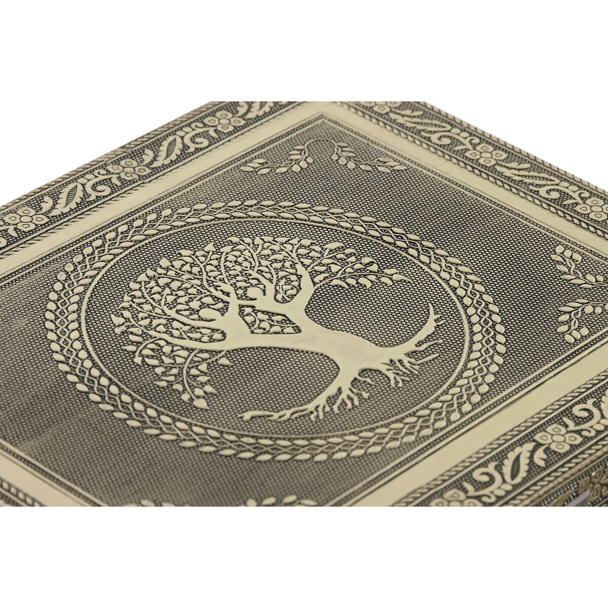 Caja-Joyero Home ESPRIT Blanco Champán Madera Aluminio 22,5 x 17,5 x 7,6 cm