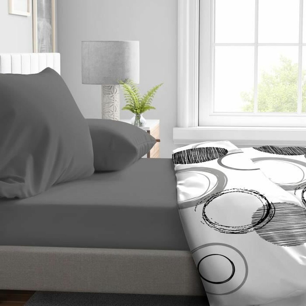 Sábana Bajera Ajustable HOME LINGE PASSION HP71766 Gris Antracita 140 x 190 + 30 cm