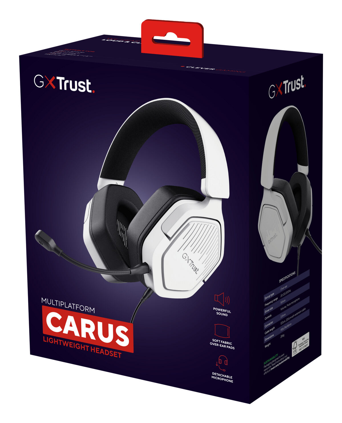 Auriculares con Micrófono Gaming Trust GXT492W Carus Blanco