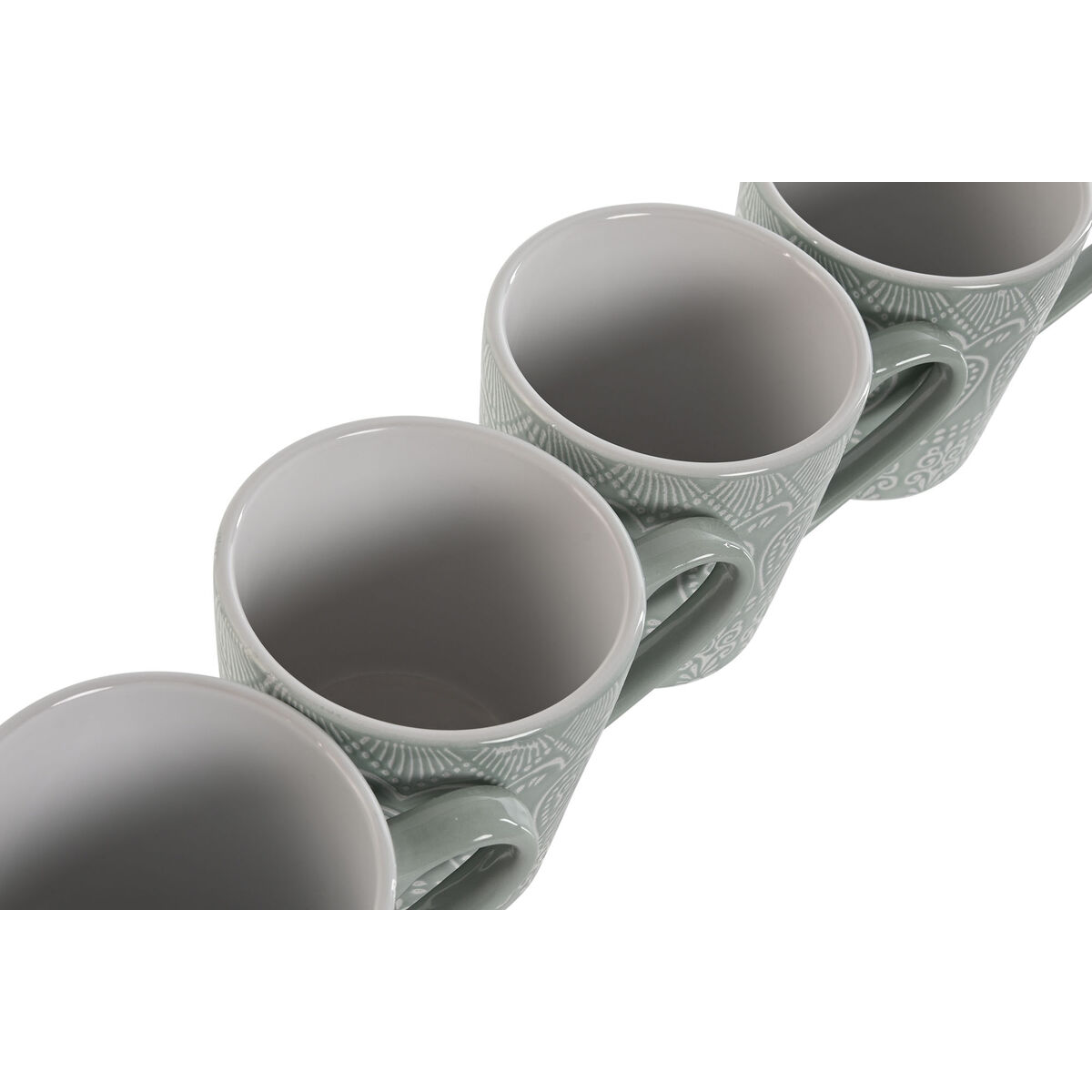 Juego de 4 Tazas Mug Home ESPRIT Verde Gres 360 ml 9,5 x 13 x 9,2 cm Mandala
