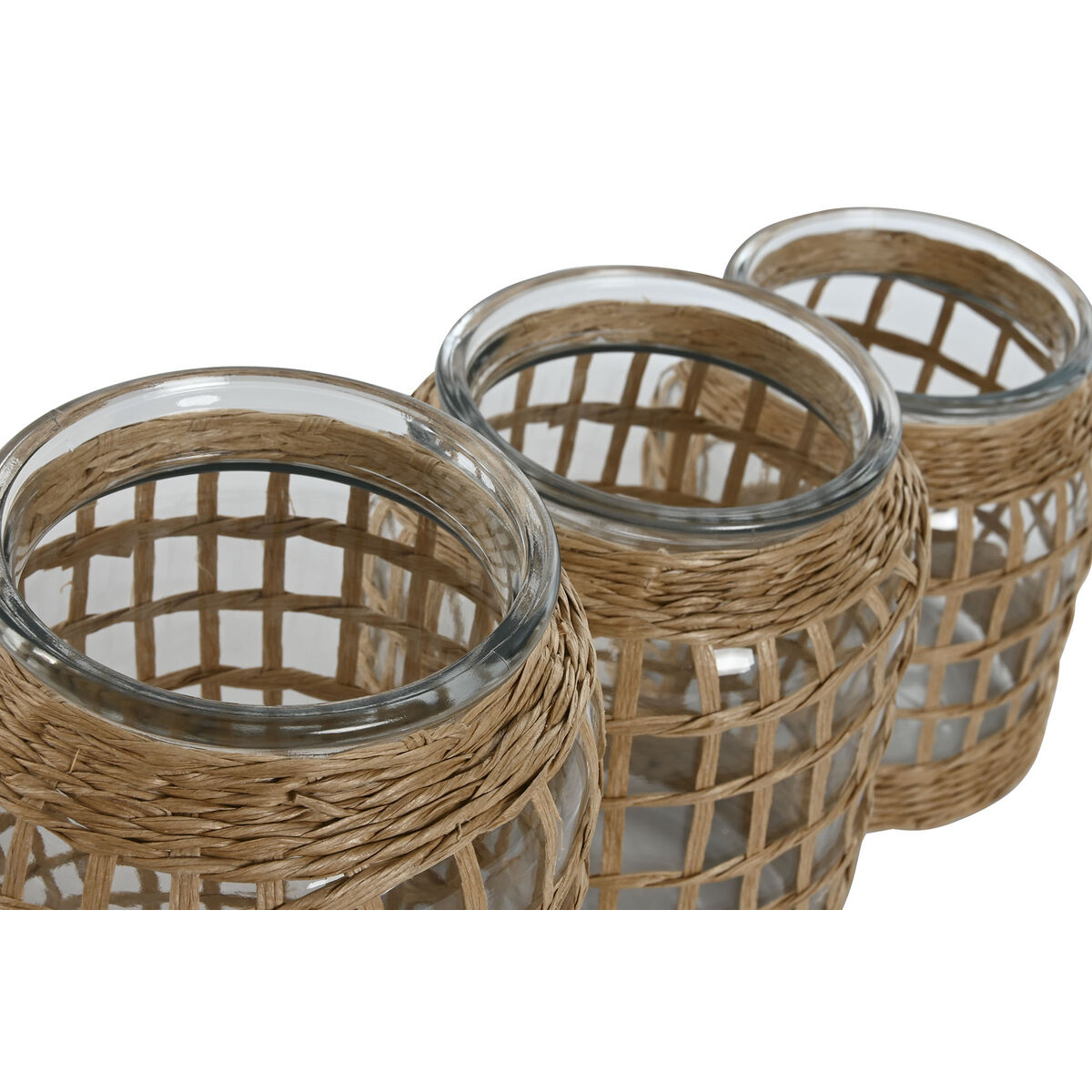 Jarrón Home ESPRIT Natural Cristal 16,5 x 16,5 x 27 cm (3 Piezas)