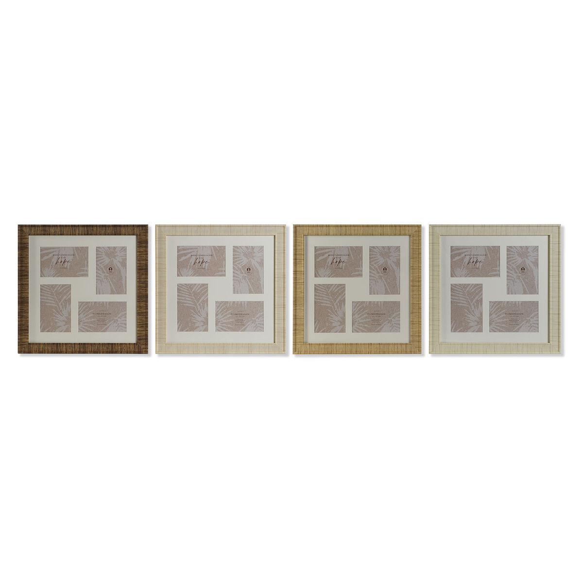 Marco de Fotos Home ESPRIT Marrón Beige Natural Marfil Cristal Poliestireno Escandinavo 38 x 2 x 38 cm (4 Unidades)