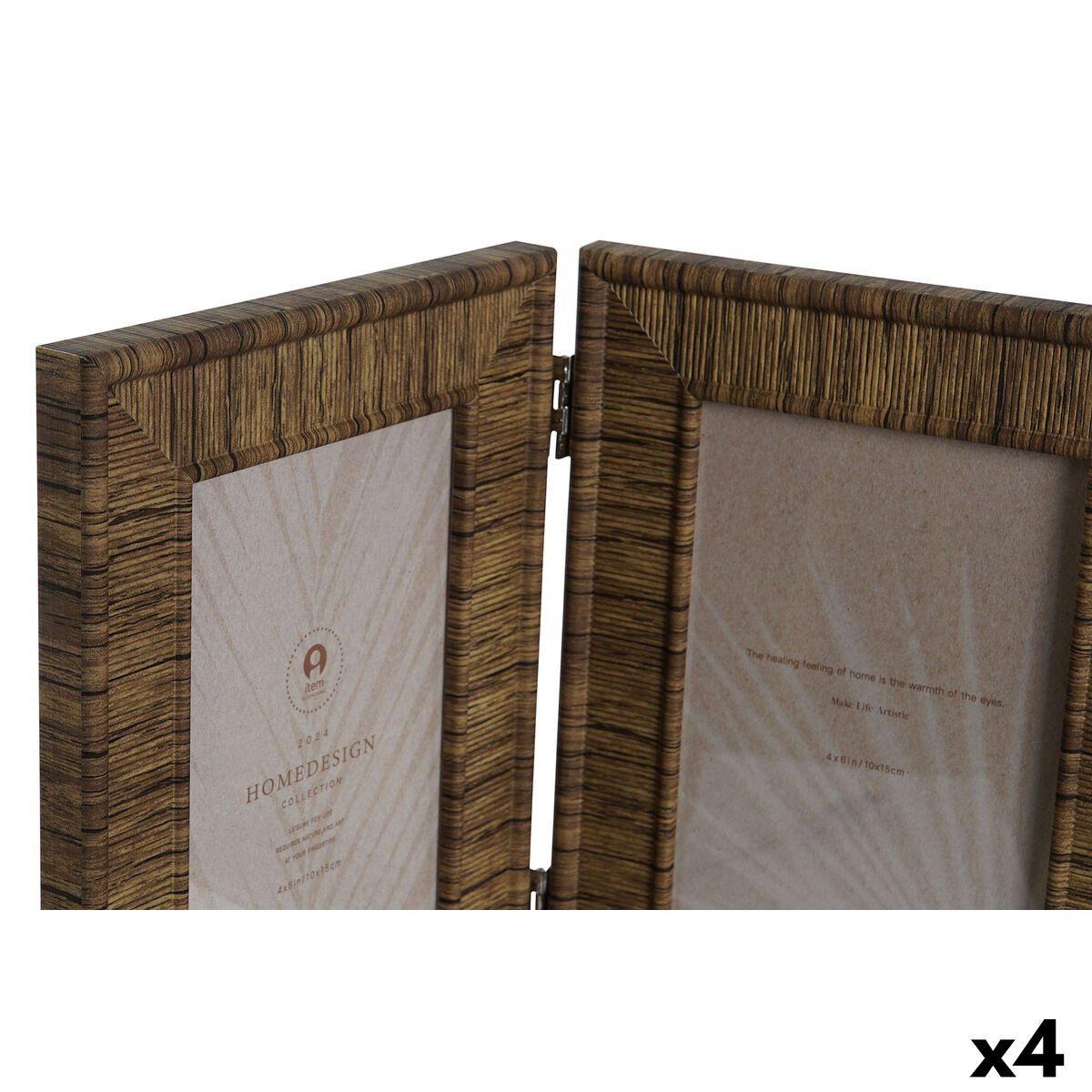 Marco de Fotos Home ESPRIT Marrón Beige Natural Marfil Cristal Poliestireno Escandinavo 31 X 2 X 21 cm (4 Unidades)