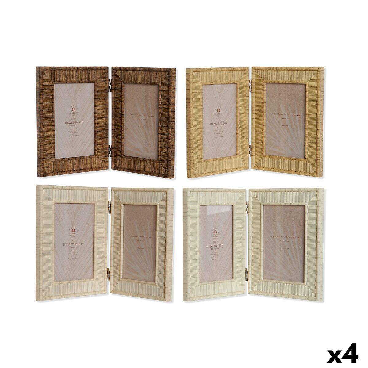 Marco de Fotos Home ESPRIT Marrón Beige Natural Marfil Cristal Poliestireno Escandinavo 31 X 2 X 21 cm (4 Unidades)