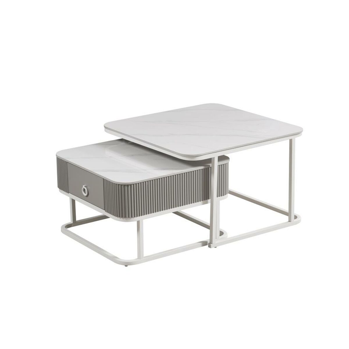 Mesa de Centro Home ESPRIT Blanco 70 x 70 x 45 cm