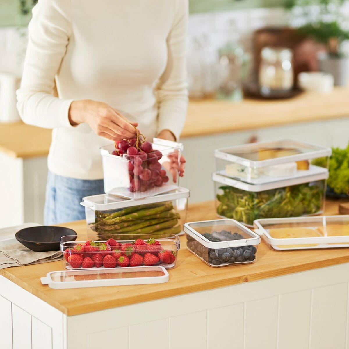 Recipiente Conservador de Alimentos Rotho Rondo Cauma Blanco Transparente 1,2 L