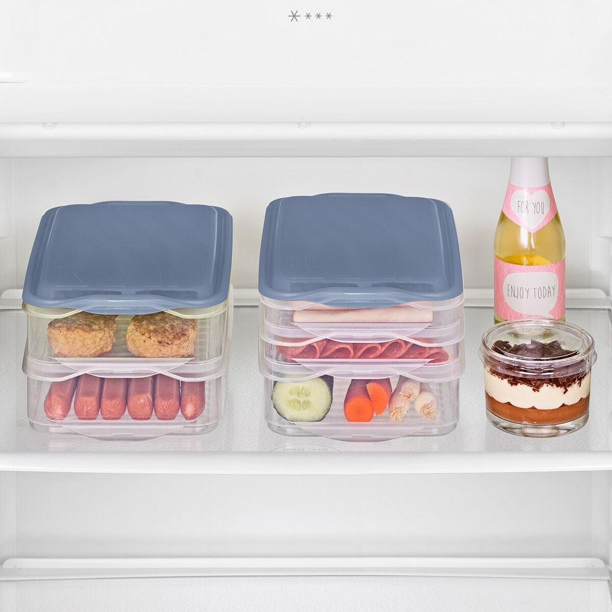 Recipiente Conservador de Alimentos Rotho Rondo Horizon blue Azul Transparente 750 ml 1,35 L