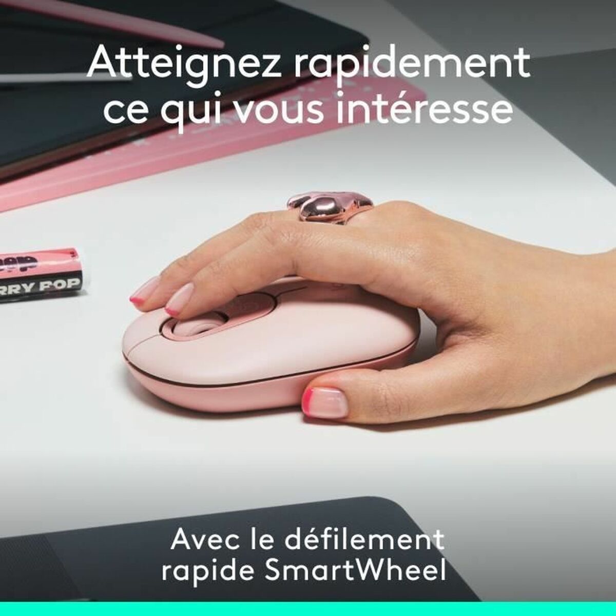 Ratón Bluetooth Inalámbrico Logitech Pop Rosa