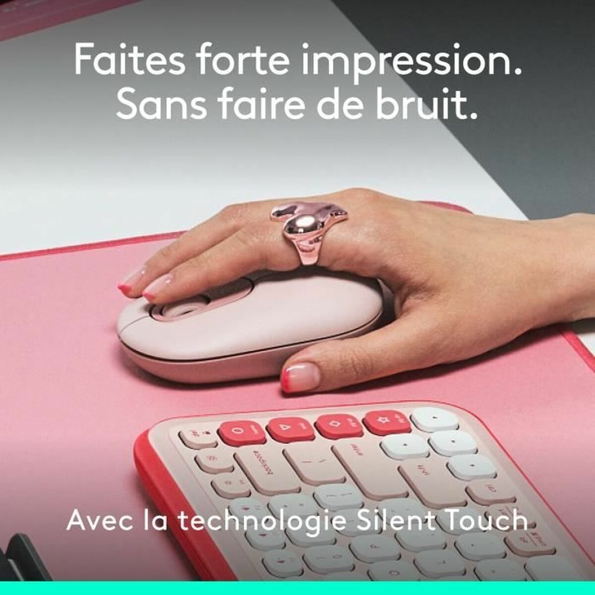 Ratón Bluetooth Inalámbrico Logitech Pop Rosa