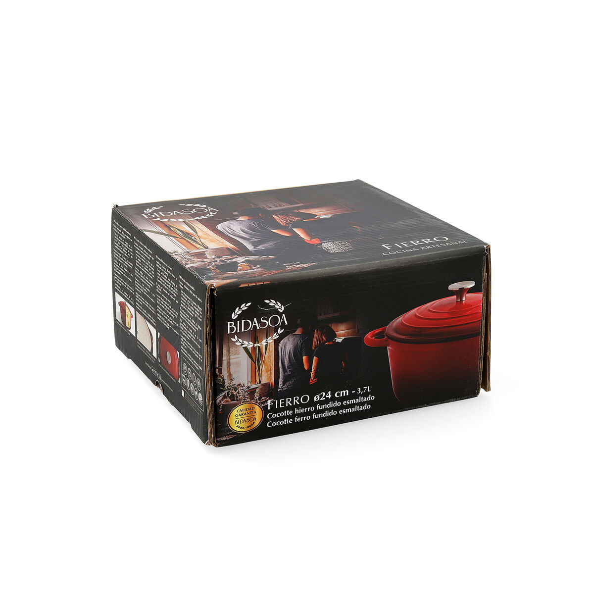 Cacerola Con Tapa Bidasoa Fierro Rojo Ø 24 cm 3,7 L (2 Unidades)