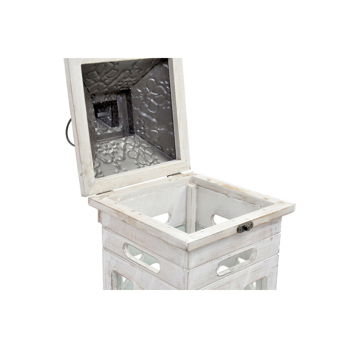 Set de faroles Home ESPRIT Natural Cristal Abeto Árabe 26,5 x 26,5 x 65 cm (2 Piezas)