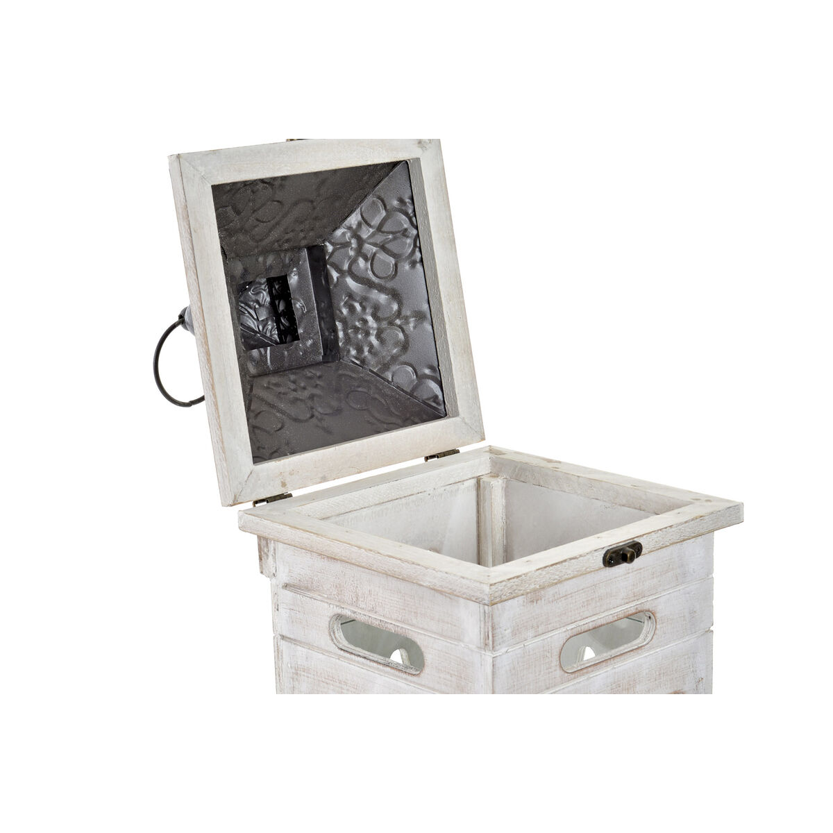 Set de faroles Home ESPRIT Blanco Cristal Abeto Étnico Árabe 26 x 26 x 66 cm (2 Piezas)