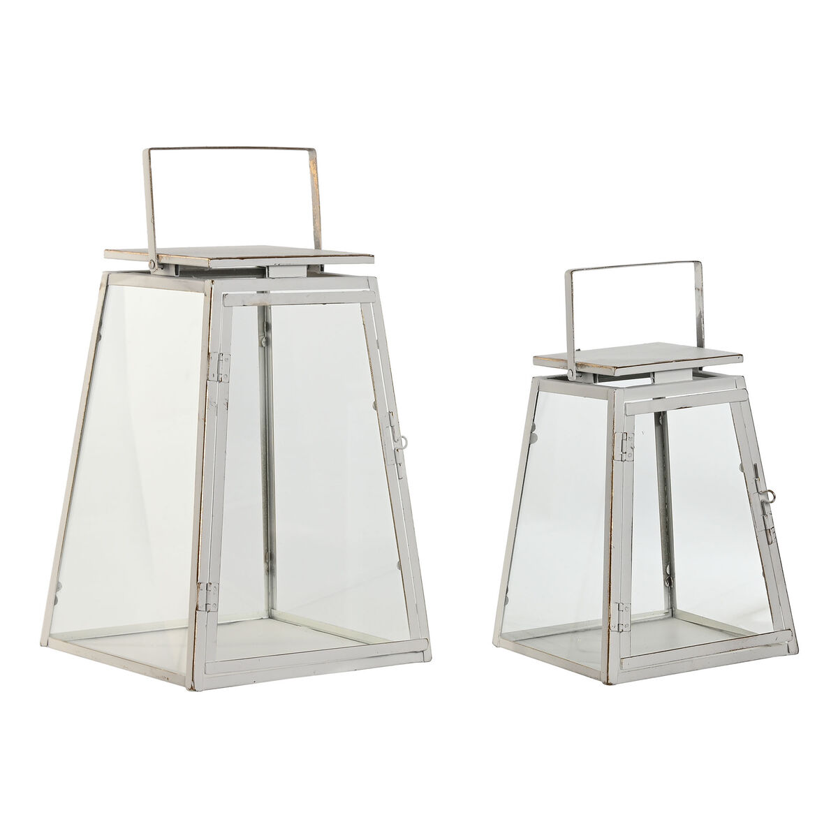 Set de faroles Home ESPRIT Blanco Dorado Metal Cristal Moderno 26 x 26 x 38,5 cm (2 Piezas)