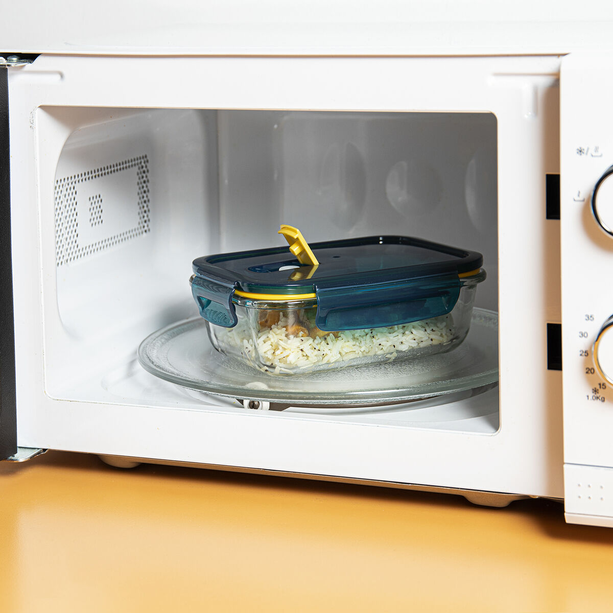 Fiambrera Hermética Quid Astral Azul Vidrio 520 ml 13,6 x 13,6 x 7 cm (12 Unidades)