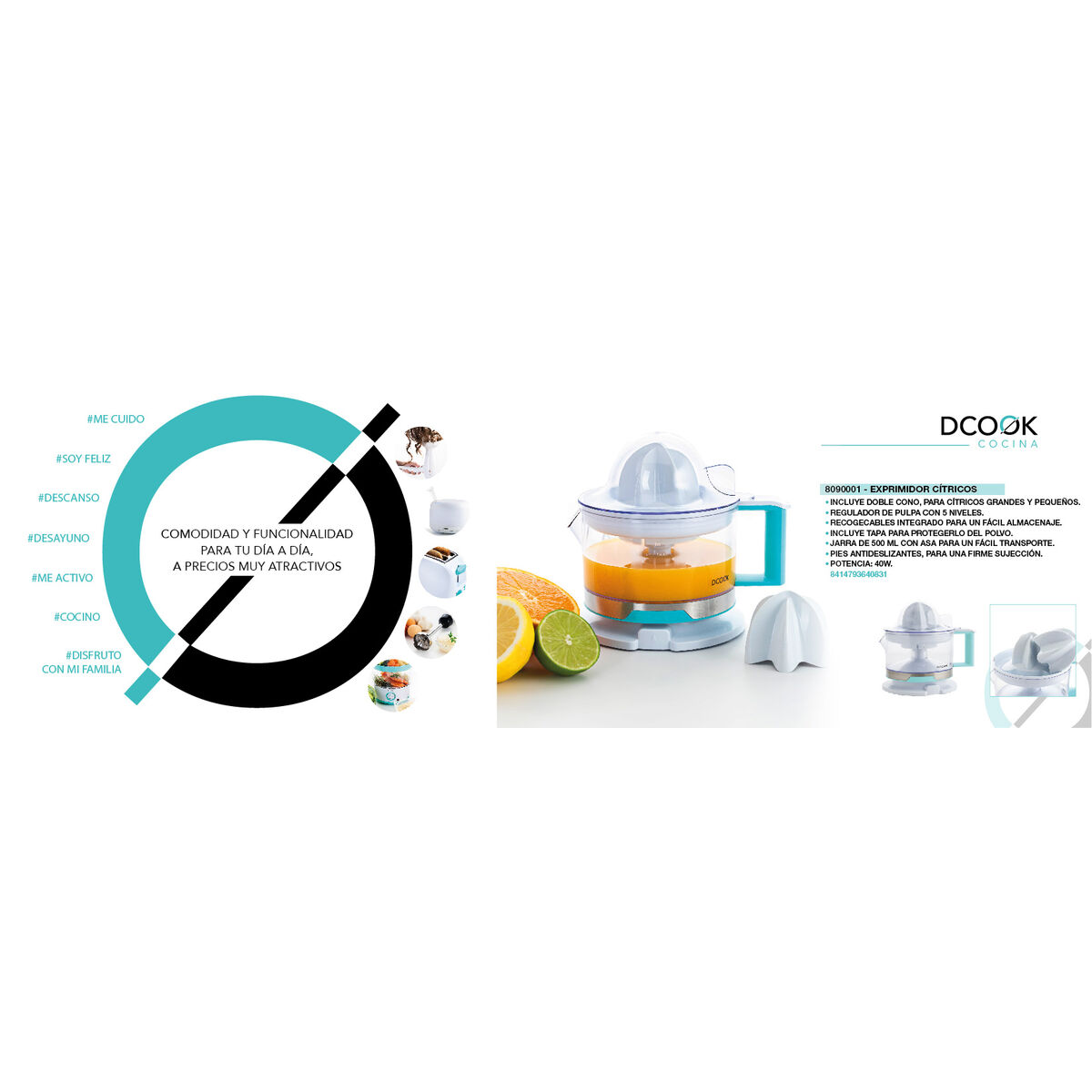 Exprimidor Eléctrico Dcook Gallery Blanco 40 W 500 ml 6 Unidades