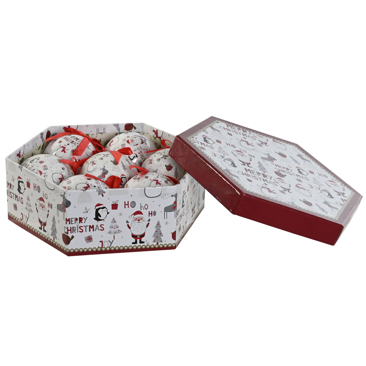 Bolas de Navidad Home ESPRIT Blanco Rojo PVC (7 Unidades)