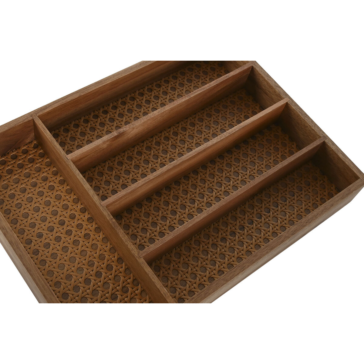 Organizador para Cubiertos Home ESPRIT Natural Acacia 34,5 x 25,5 x 5 cm