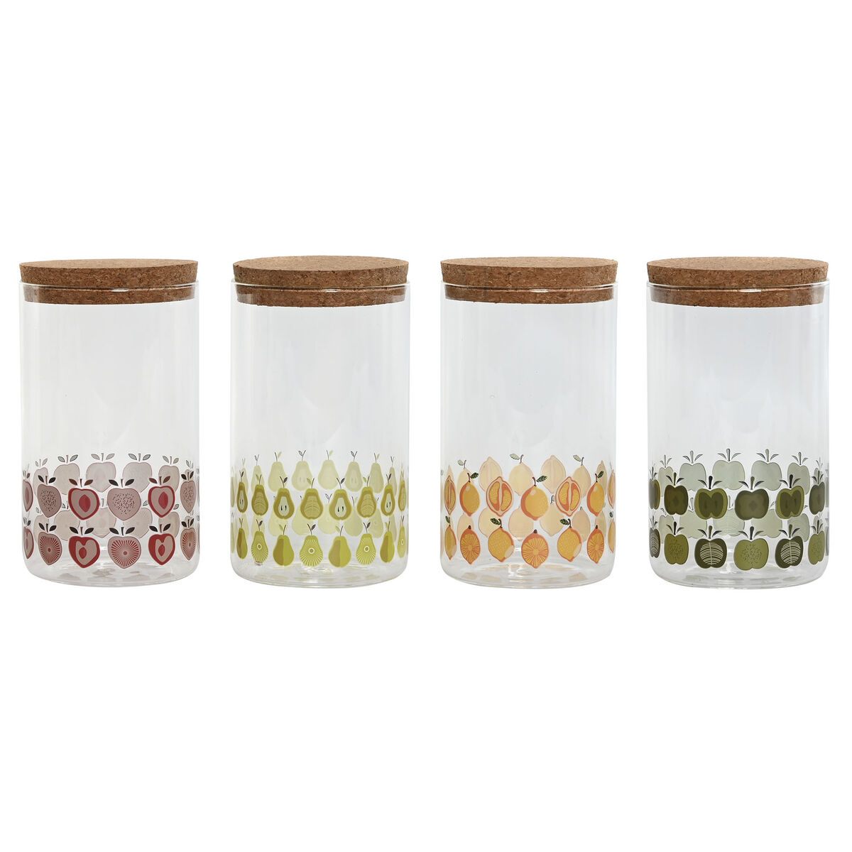 Bote Home ESPRIT Amarillo Verde Natural Corcho Silicona Vidrio de Borosilicato Shabby Chic 1 L (4 Unidades)