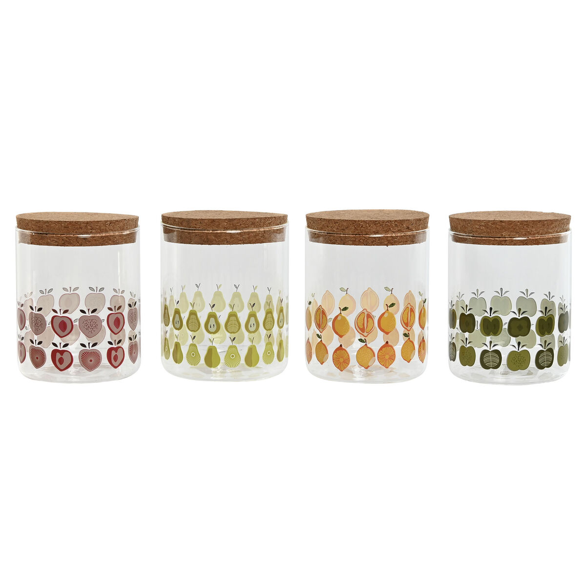 Bote Home ESPRIT Amarillo Verde Natural Corcho Silicona Vidrio de Borosilicato Shabby Chic 700 ml (4 Unidades)