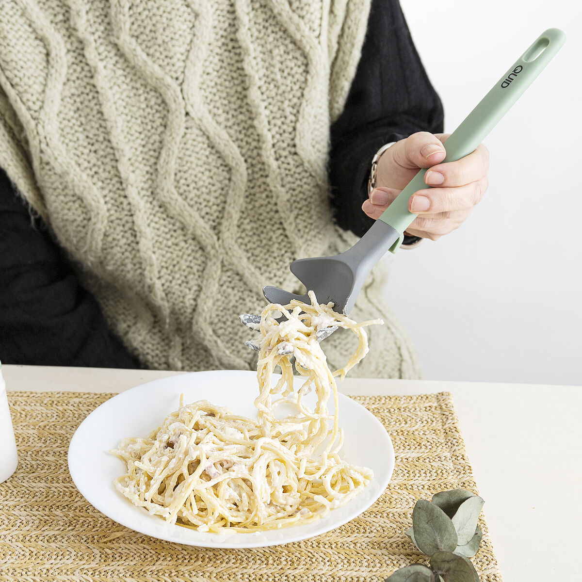 Cuchara para Servir Pasta Quid Ozon Verde Plástico 32 cm (12 Unidades)