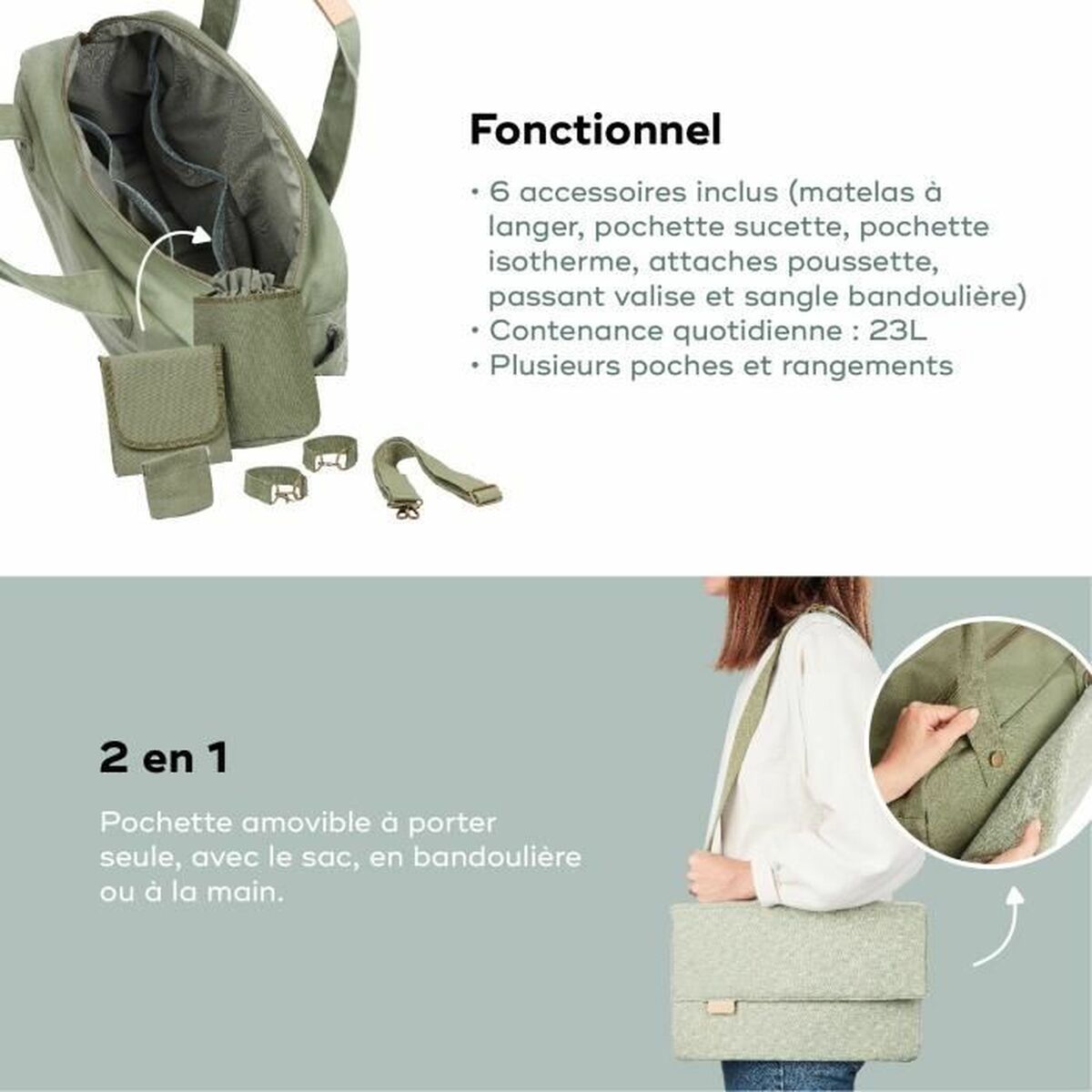Bolso Cambiador de Pañales Babymoov Abstract Verde