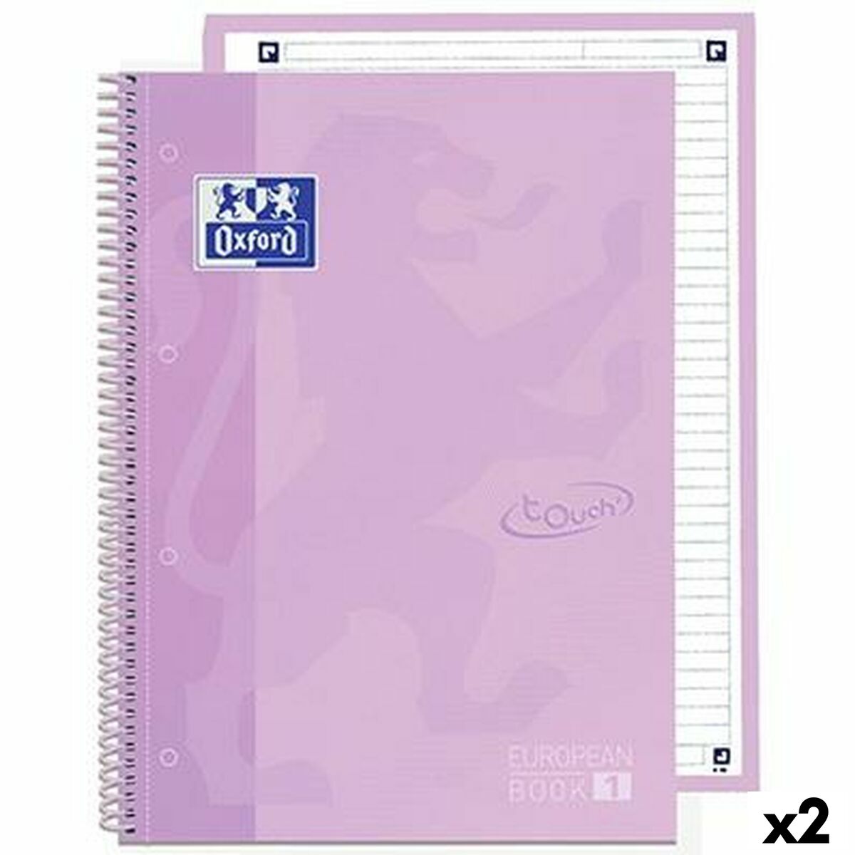 Cuaderno Oxford EUROPEANBOOK 1 Lavanda Pastel A4+ 80 Hojas 5 Piezas (2 Unidades)