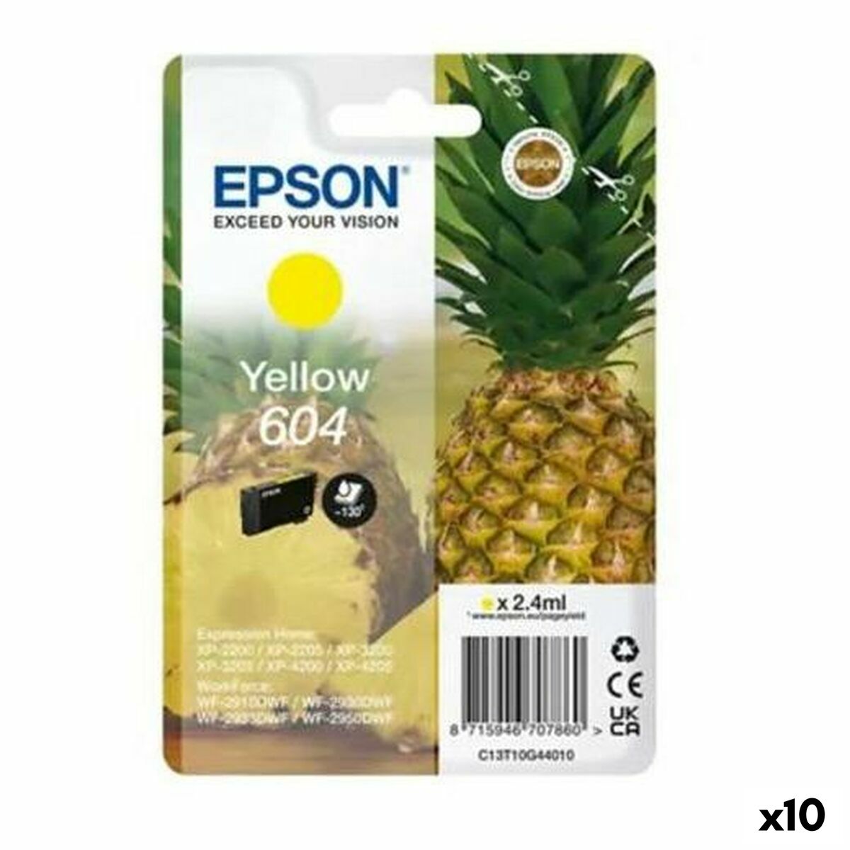 Cartucho de Tinta Original Epson XP-2200 WF-2910DWF Amarillo Negro (10 Unidades)