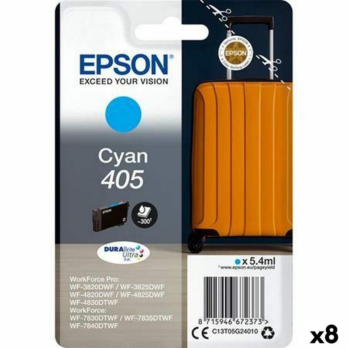 Cartucho de Tinta Original Epson Nº 405 Cian (8 Unidades)