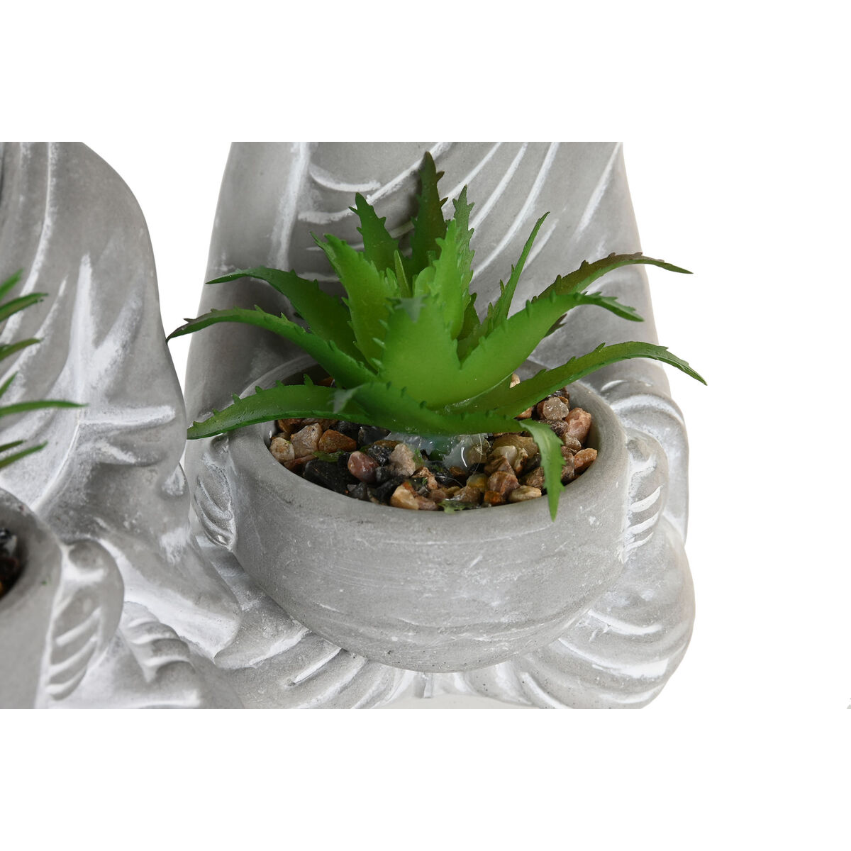 Planta Decorativa Home ESPRIT Polietileno Cemento Buda Oriental 10,5 x 8 x 16 cm (3 Unidades)