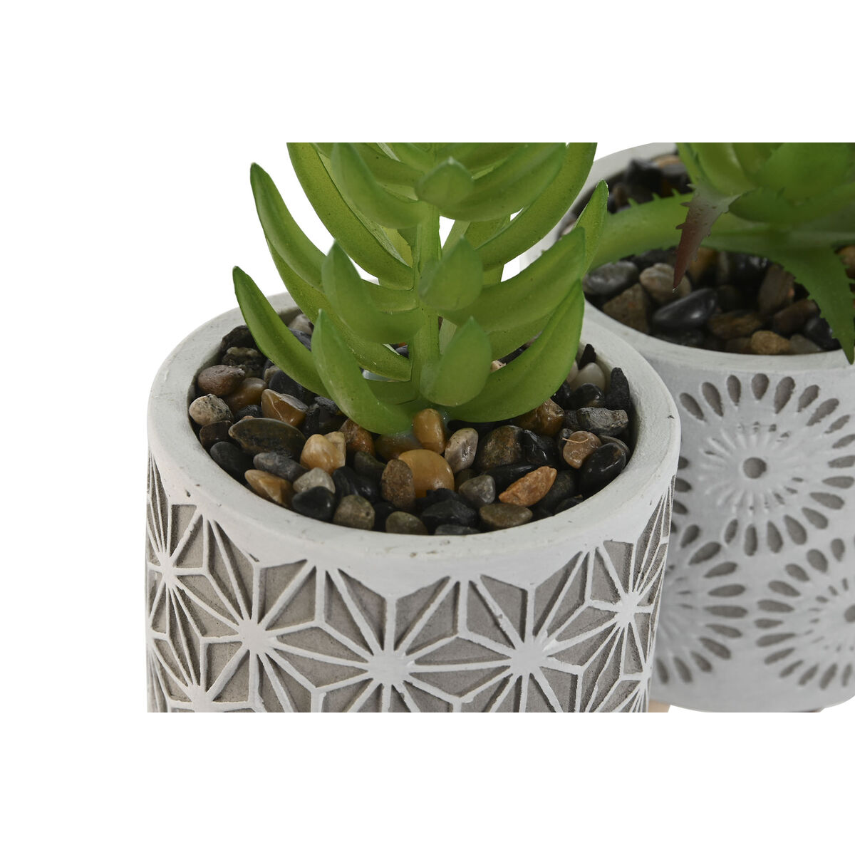 Planta Decorativa Home ESPRIT Polietileno Cemento 6,5 x 6,5 x 11 cm (3 Unidades)