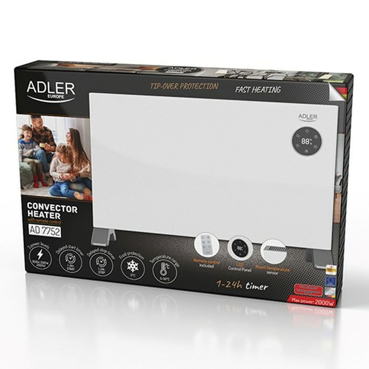 Termoventilador Cerámico de Pared Adler AD 7752 Blanco 2000 W