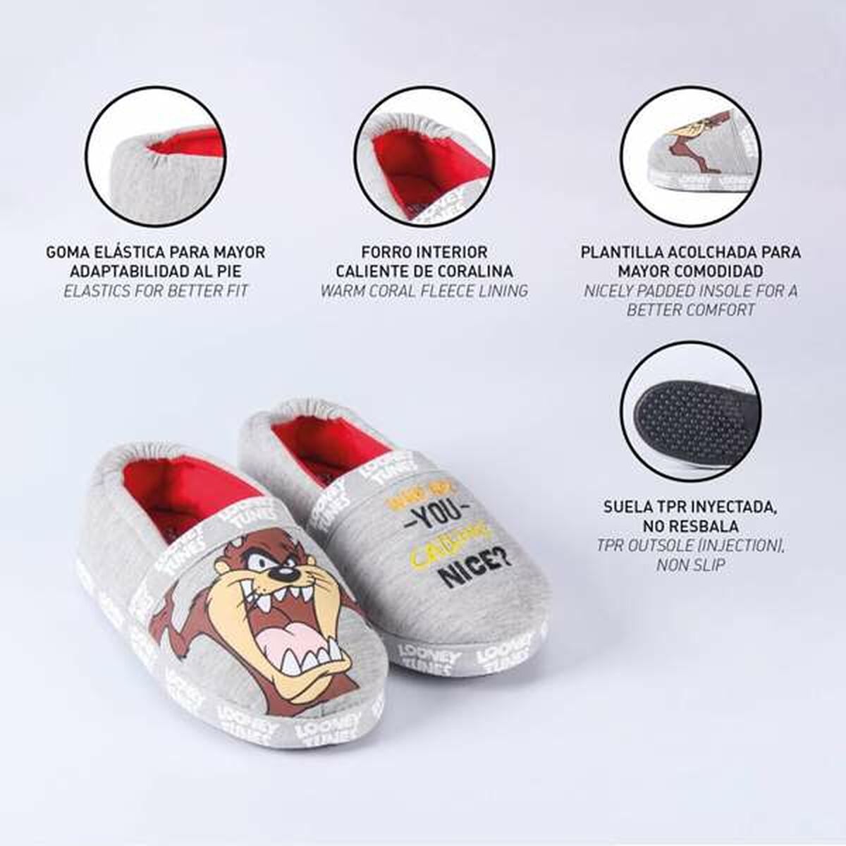 Zapatillas de Estar por Casa Looney Tunes Gris claro 32-33